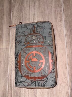 Star Wars Depot Galaxy R2D2 Gray Phone Wallet with Copper Accents